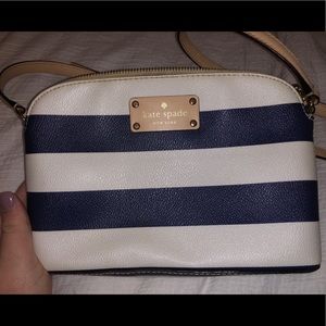 Kate Spade white & navy stripe crossbody